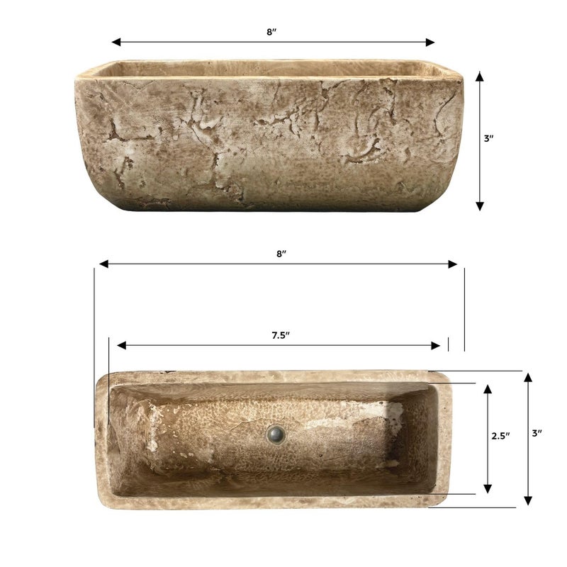 Classic Home & Garden Classic Home and Garden Dakota Rectangular Planter Box w/Drain Plug - Small Succulent Pots for Window Sills & More - Shallow Trough Planter for Indoor Outdoor Use (8â€ Earth Moss Gray) - Image 3