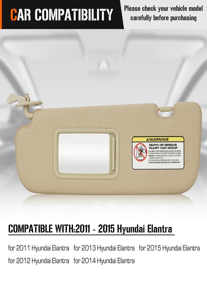 AEagle Sun Visor for 2011-2015 Hyundai Elantra (NOT fit GT Model), Left Driver Side Beige Sunvisor Replacement 852103X000TX - Image 2