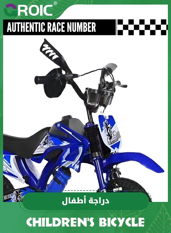 GROIC 12 Inch Motocross Style Bike for Kids, Children's Bicycle Toys, Coaster Brake, Detachable Training Wheels, Safe Pedal Powered Bicycle for Kids for Boys & Girls - Blue - Image 5