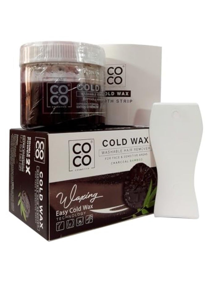 Coco Cold Wax Washable Hair Remover For Face & Sensitive Areas Charcoal Bamboo 250g - Image 2
