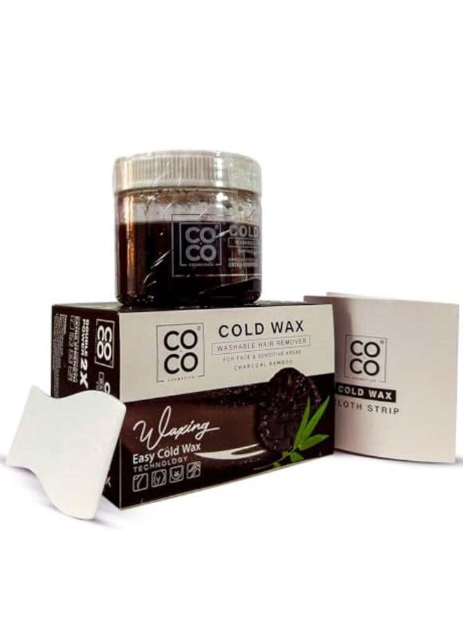 Coco Cold Wax Washable Hair Remover For Face & Sensitive Areas Charcoal Bamboo 250g - Image 3