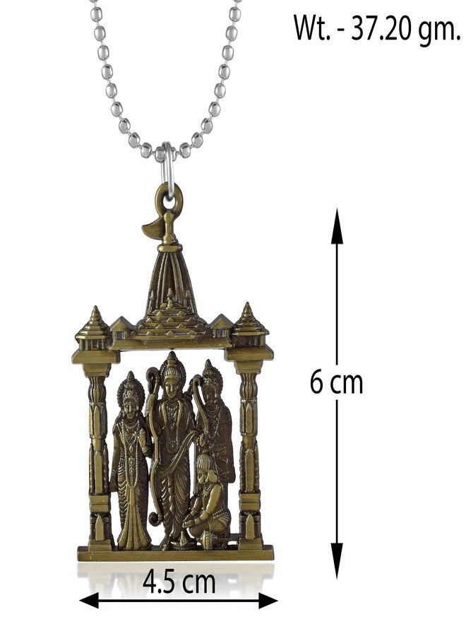 morir Anitque Gold Brass Hindu God Rama Laxman Seeta and Hanuman, Ram Darbar Locket Pendant With Chain Jewellery - Image 2