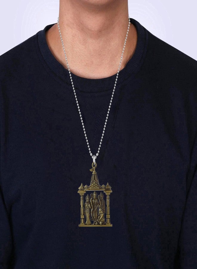 morir Anitque Gold Brass Hindu God Rama Laxman Seeta and Hanuman, Ram Darbar Locket Pendant With Chain Jewellery - Image 4