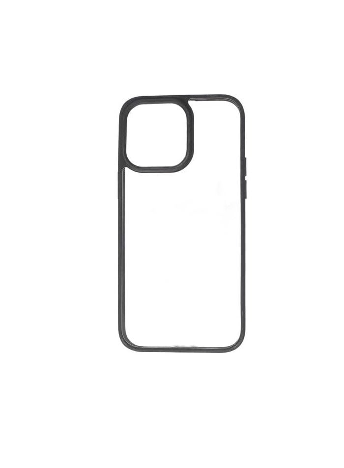 Hard Silicone Back Phone Protection Transparent Cover With Colored Edges For iPhone 14 Pro Max - Black - CFSBAT2-684