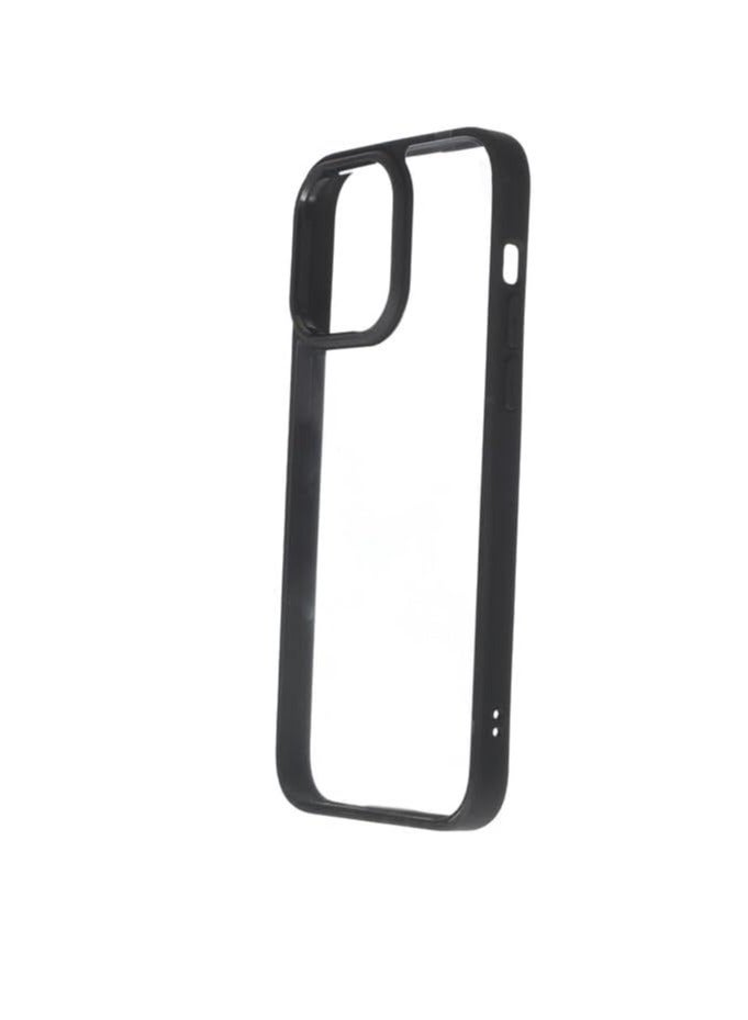 Hard Silicone Back Phone Protection Transparent Cover With Colored Edges For iPhone 14 Pro Max - Black - CFSBAT2-684