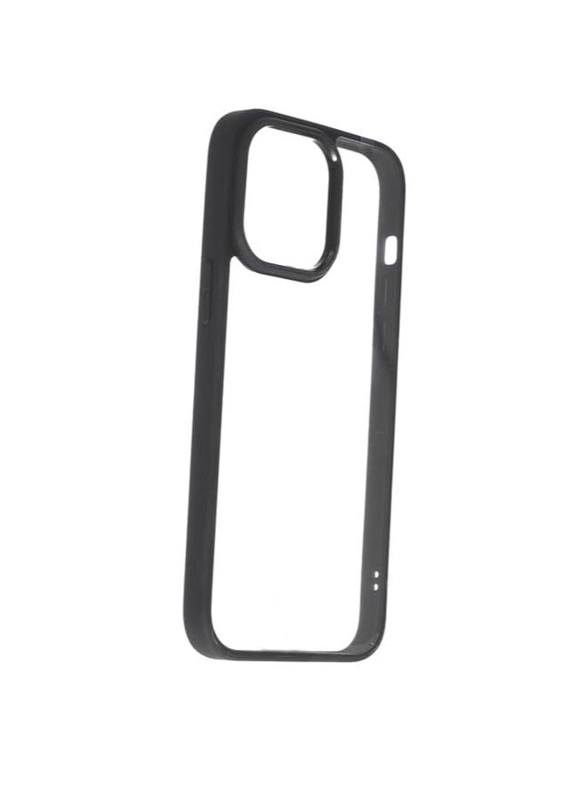 Hard Silicone Back Phone Protection Transparent Cover With Colored Edges For iPhone 14 Pro Max - Black - CFSBAT2-684