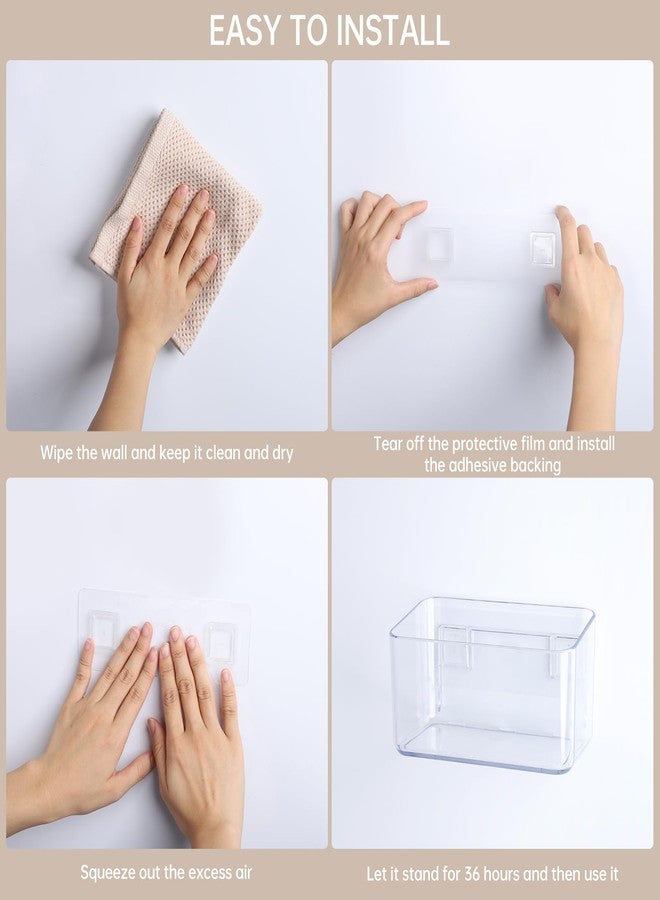PAVSTINE 2 Pack Clear Shower Shelf, Adhesive Bathroom Shower Shelves, Wall Mounted Bathroom Shower Organizer, No Drill shower Shelves with Self Adhesive Tape for Bathroom, Kitchen, Transparent - Image 4