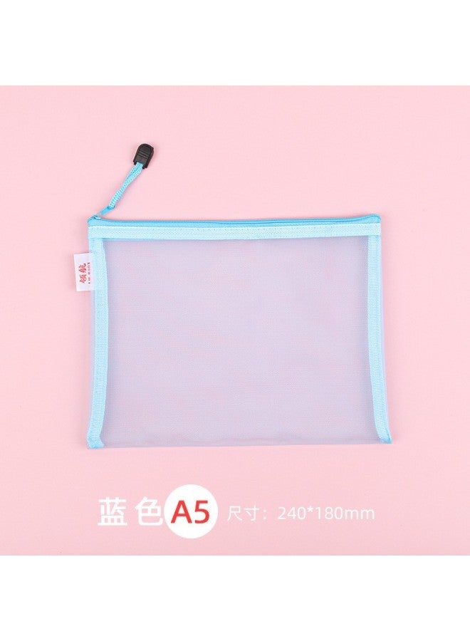 HELPS Transparent File Bag Office Large Capacity Nylon Mesh Durable Information Bag A4 Student Portable Zipper Storage Bag - Image 1