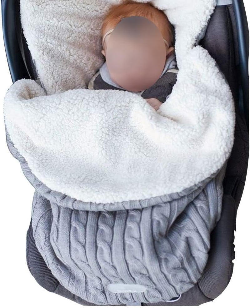 Khazna Newborn Swaddle Blanket-Wrapped, Baby Plus Velvet Sleeping Bag, Thick Knitted Warm Sleeping Bag, Stroller Sleeping Bag for Newborn Boys and Girls - Image 1