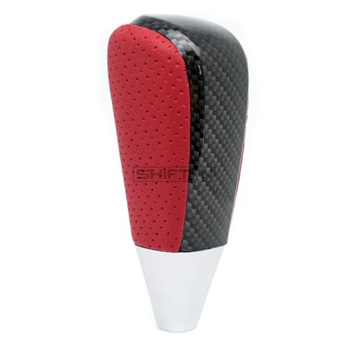 SHIFTIN Leather and Wood Gear Shift Knob for Toyota Land Cruiser 4Runner Sequoia Tundra and Lexus (Red Leather/Carbon Fiber Pattern) - Image 5