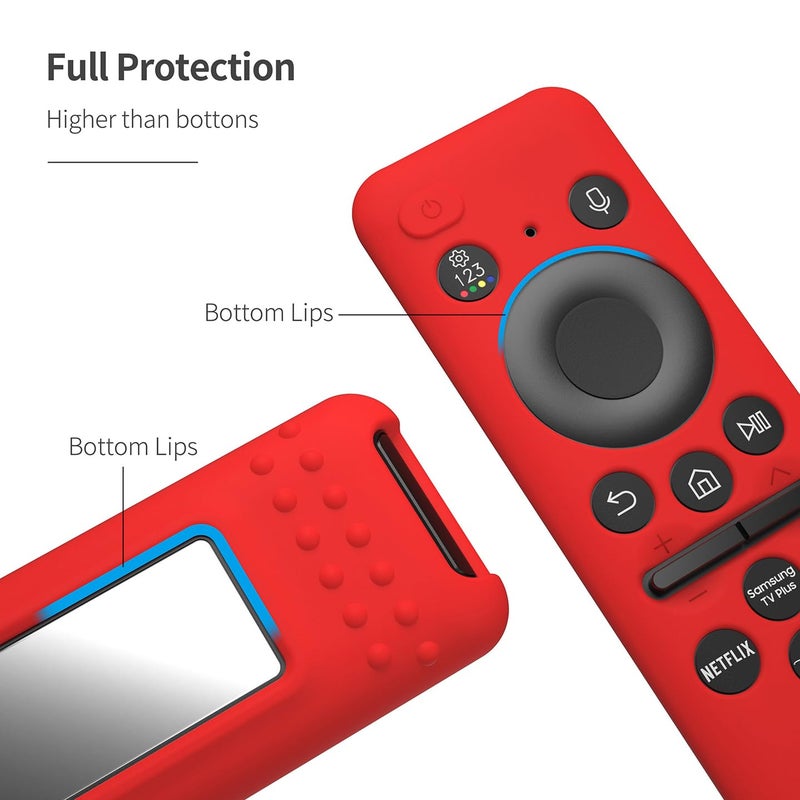AKSHFETH Silicone Cover for 5.59 Inch Samsung BN59-01455a BN59-01432J Samsung Solar Cell Remote Control Cover 2023 8K Neo QLED HDR Smart TV Silicone Case (Red) - Image 4