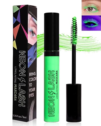 LYSdefeu UV Glow Colored Mascara Volume and Length 1 Pcs Green Waterproof Mascara for Eyelashes Fast Dry Curling Non Clumping Long Lasting for St Patricks Day Party Stage Use Clubbing Makeup - Image 1
