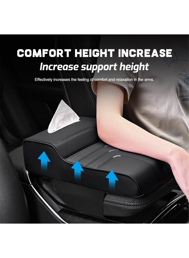 ايتي لايف مسند ذراع وحدة التحكم المركزية للسيارة - غطاء وحدة التحكم المركزية للسيارة من إسفنج الذاكرة، وسادة مسند ذراع سميكة للغاية مع علبة مناديل، أسود - Image 3