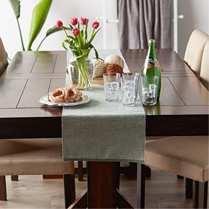 Design Imports DII Artichoke Eco-Friendly Chambray Fine Ribbed Table Runner 13x72 inches - Image 3