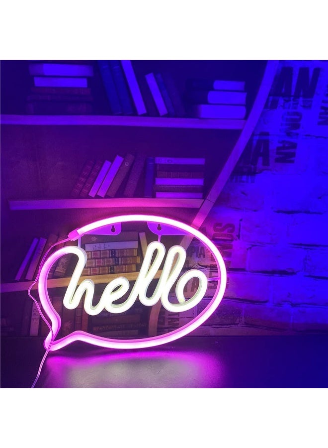 Bukela Hello Neon Sign with USB or Battery Powered for Kids Room Bedroom Bar Restaurant Game Room Birthday Party Favor LED Art Deco Light - Image 2