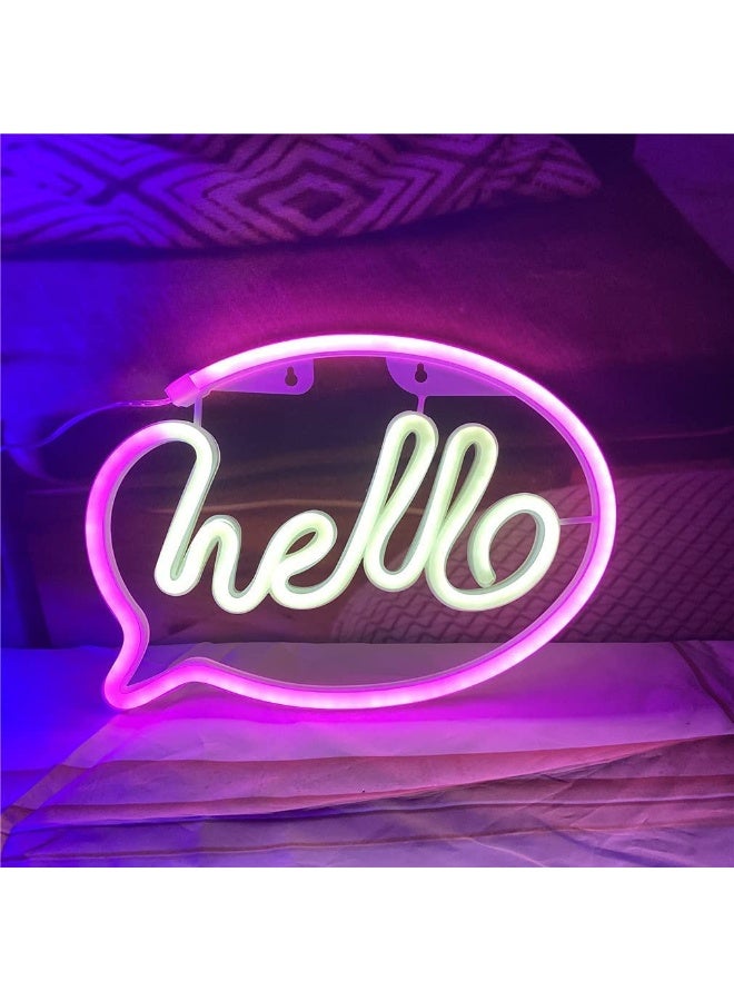 Bukela Hello Neon Sign with USB or Battery Powered for Kids Room Bedroom Bar Restaurant Game Room Birthday Party Favor LED Art Deco Light - Image 3