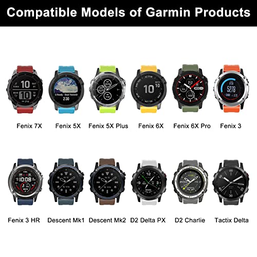OVERSTEP Compatible with Fenix 7X Band, 26mm Width Soft Silicone Watch Strap for Garmin Fenix 5X/Fenix 5X Plus/Fenix 6X/Fenix 6X Pro Smartwatch (White) - Image 3