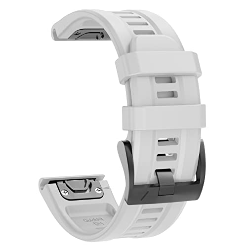 OVERSTEP Compatible with Fenix 7X Band, 26mm Width Soft Silicone Watch Strap for Garmin Fenix 5X/Fenix 5X Plus/Fenix 6X/Fenix 6X Pro Smartwatch (White) - Image 2