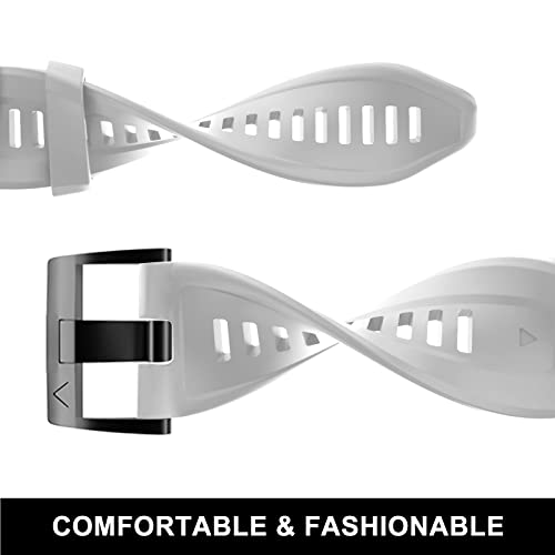 OVERSTEP Compatible with Fenix 7X Band, 26mm Width Soft Silicone Watch Strap for Garmin Fenix 5X/Fenix 5X Plus/Fenix 6X/Fenix 6X Pro Smartwatch (White) - Image 4