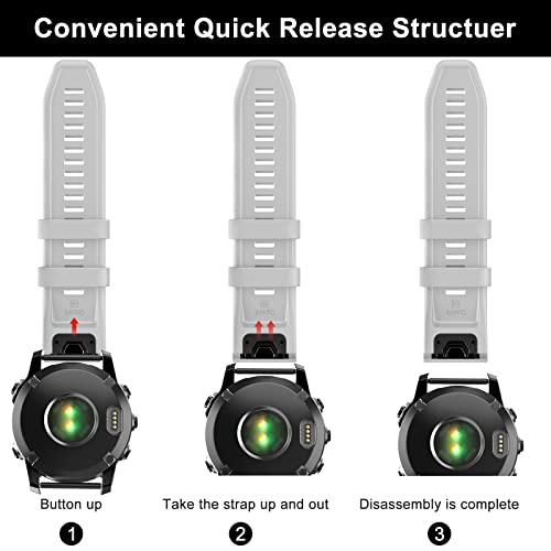 OVERSTEP Compatible with Fenix 7X Band, 26mm Width Soft Silicone Watch Strap for Garmin Fenix 5X/Fenix 5X Plus/Fenix 6X/Fenix 6X Pro Smartwatch (White) - Image 5