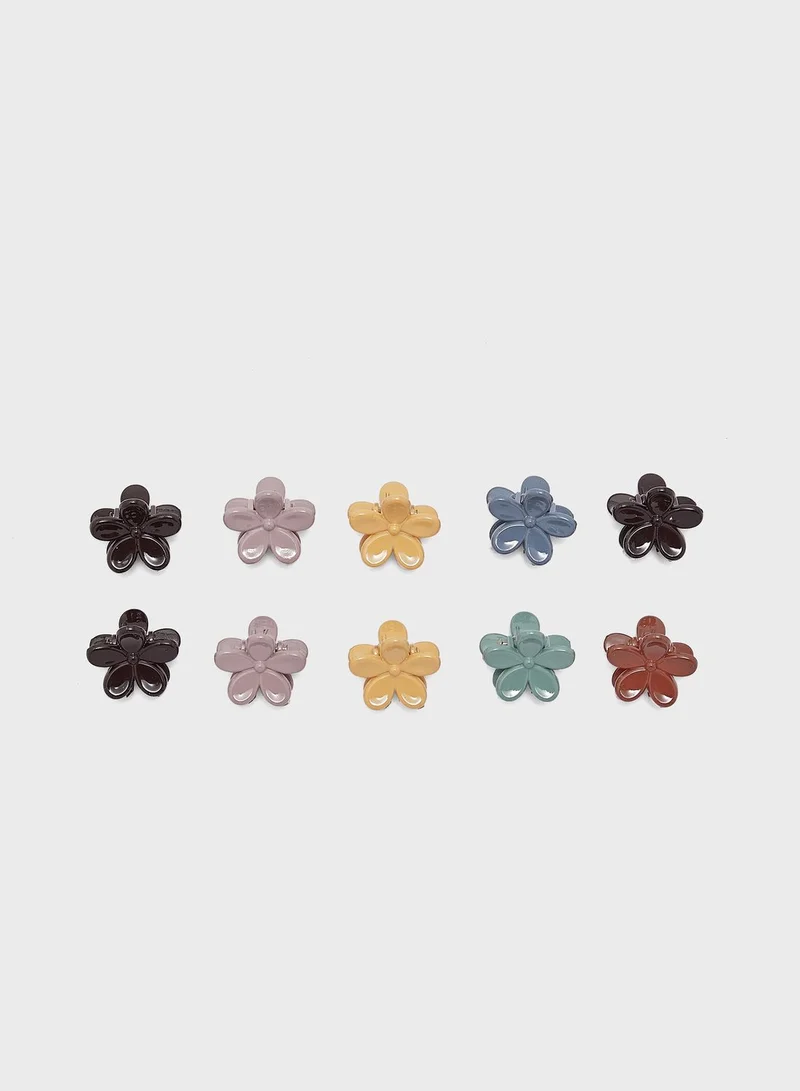 Ginger 10 Pack Mini Floral Hair Claw Clip
