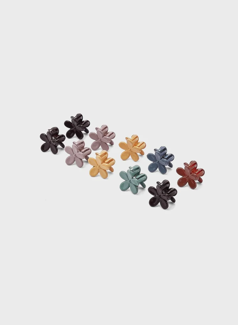 Ginger 10 Pack Mini Floral Hair Claw Clip