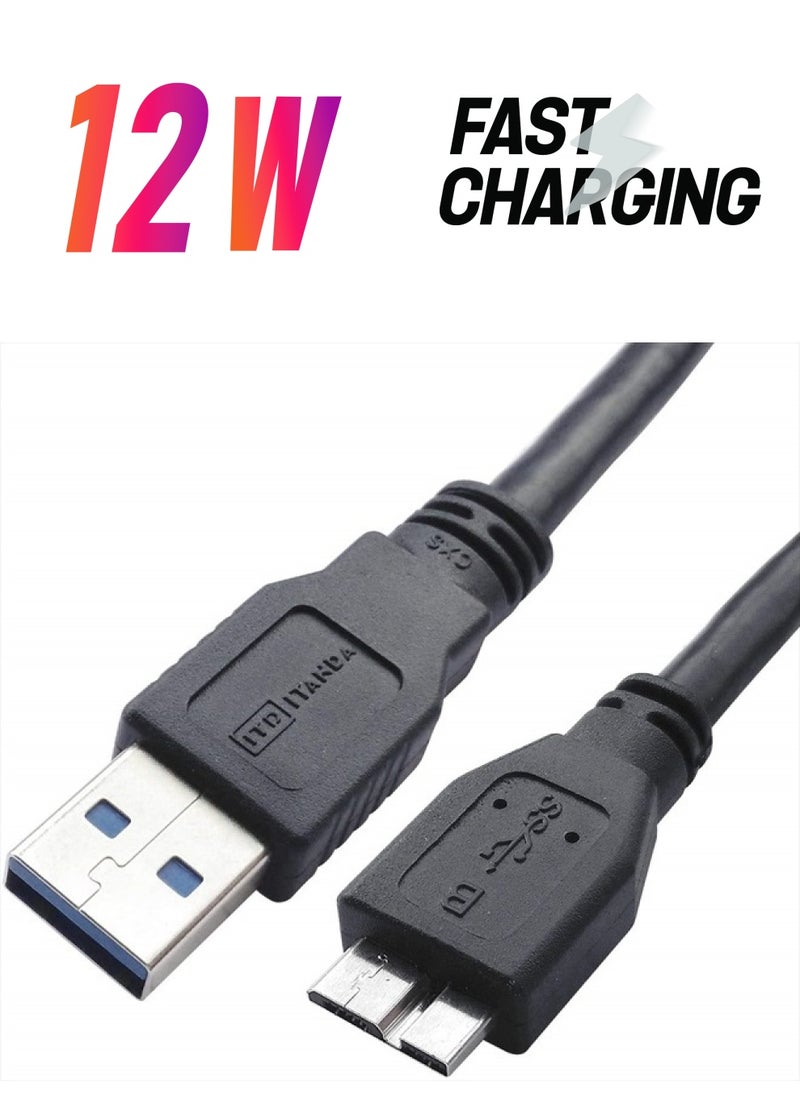 ITD ITANDA USB 3.0 Micro Cable, ITANDA 2-Pack 3.3ft USB 3.0 A to Micro B Cable Charger Compatible with Samsung Galaxy S5, Note 3, Note Pro 12.2, WD Western Digital My Passport and Elements Hard Drives  - Image 1