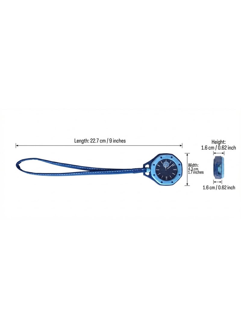 Unisex Octagonal Pocket Watch with Blue Leather Lanyard - Stylish Trendy Fashion Accessory in Gift Box - Lan Ba Series - Image 4