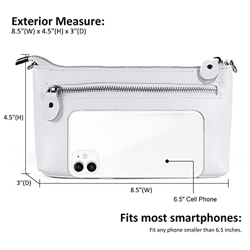befen محفظة بيفن الجلدية الصغيرة مع حزام للمعصم وحقائب متعددة الجيوب للنساء مع فتحات بطاقات RFID (بيضاء متعددة الجيوب) - Image 4