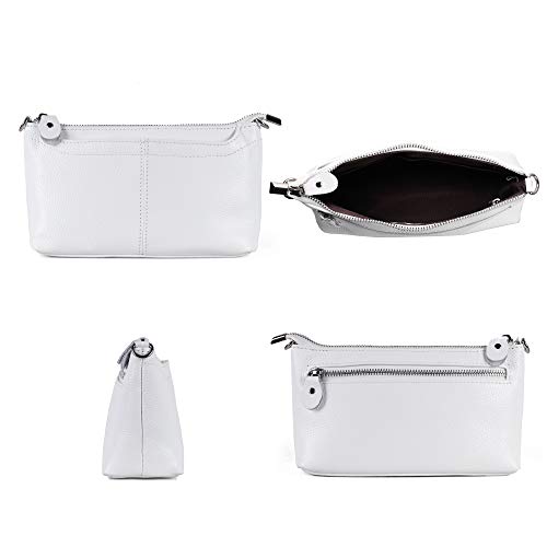 befen محفظة بيفن الجلدية الصغيرة مع حزام للمعصم وحقائب متعددة الجيوب للنساء مع فتحات بطاقات RFID (بيضاء متعددة الجيوب) - Image 5