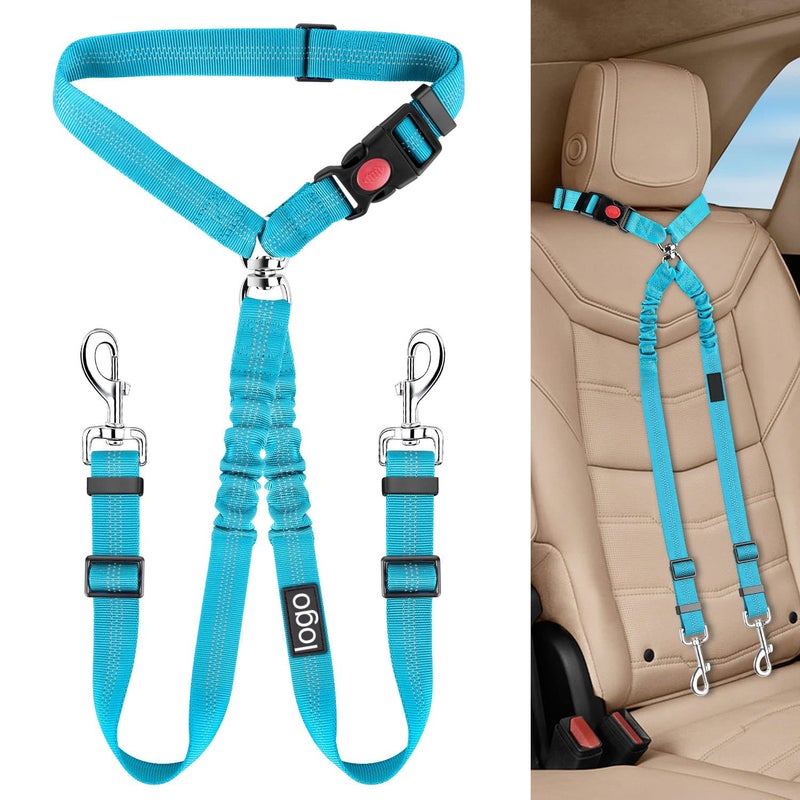 Generic Pet Leash Dog Walking Towing Rope One to Two Safety Belt Nylon Material Pet Supplies Dog Chain Circle for Easy Movement Aqua 