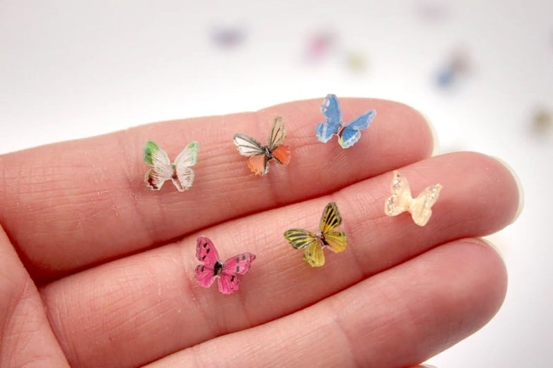 Peachcor Micro Resin Butterflies Dollhouse Miniature Tiny Butterflies Terrarium Fairy Garden Dollhouse Mini Micro Landscaping Decoration 30 PCS - Image 3