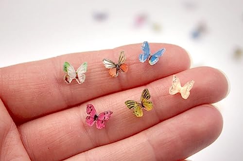 Peachcor Micro Resin Butterflies Dollhouse Miniature Tiny Butterflies Terrarium Fairy Garden Dollhouse Mini Micro Landscaping Decoration 30 PCS - Image 1
