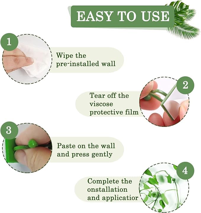 TASMAX money plant holder plant support clips plant clips for climbers money plant clips for wall support climber support for plants climbing clips for plants hooks for wall creeper climb clip PACK100 - Image 3