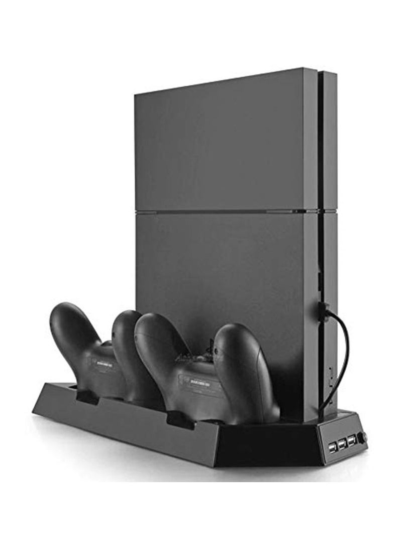 4 in 1 stand for PlayStation 4 / PS4 Vertical Stand Cooling Fan with Dualshock Controller Charging Station and USB HUB Charger Ports - Image 1