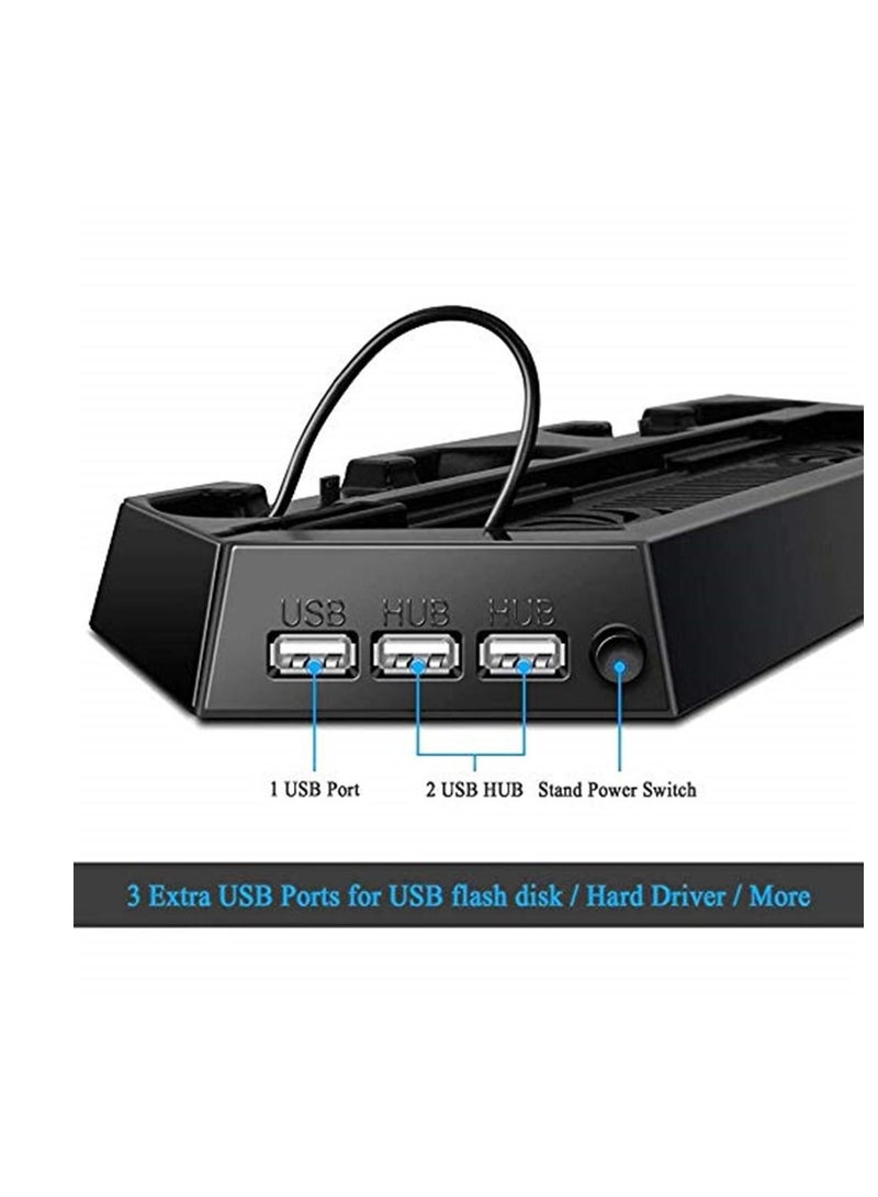 4 in 1 stand for PlayStation 4 / PS4 Vertical Stand Cooling Fan with Dualshock Controller Charging Station and USB HUB Charger Ports - Image 4