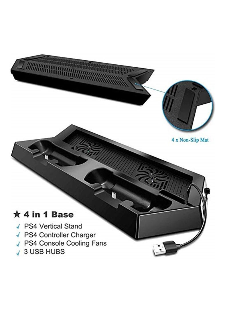 4 in 1 stand for PlayStation 4 / PS4 Vertical Stand Cooling Fan with Dualshock Controller Charging Station and USB HUB Charger Ports - Image 3