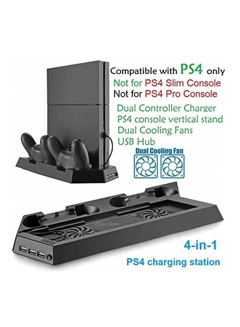 4 in 1 stand for PlayStation 4 / PS4 Vertical Stand Cooling Fan with Dualshock Controller Charging Station and USB HUB Charger Ports - Image 2
