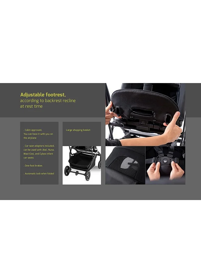 Jikel Life Stroller Rotating 360 Seat Reversible, Compact, Large Shopping Basket, Adjustable Footrest