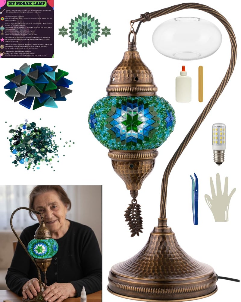 DEMMEX DIY Turkish Moroccan Mosaic Lamp Making Kit Beginner Friendly Mosaic Art Craft Project Kit for Adults Teens No GroutPlaster Needed Fun Easy No Experience Required - Image 2