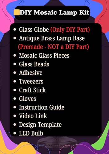 DEMMEX DIY Turkish Moroccan Mosaic Lamp Making Kit Beginner Friendly Mosaic Art Craft Project Kit for Adults Teens No GroutPlaster Needed Fun Easy No Experience Required - Image 3