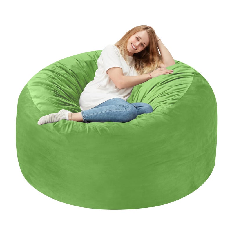 Homguava 3FT Bean Bag Chair 3 Bean Bags with Memory Foam Filled Large Beanbag Chairs Soft Sofa with Dutch Velvet CoverLime