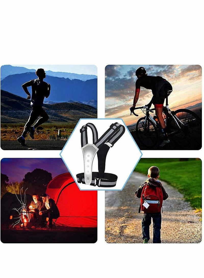 Excefore سترة جري عاكسة LED للعدائين، أضواء تحذيرية عالية الوضوح مع خصر/كتف قابل للتعديل للرجال/النساء للجري الليلي والمشي وركوب الدراجات وركوب الدراجات - Image 2