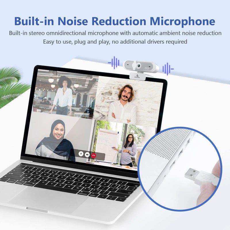 NexiGo N660P 1080P 60FPS Webcam with Software Control, Dual Microphone & Cover, Autofocus, HD USB Computer Web Camera, for OBS/Zoom/Skype/FaceTime/Teams/Twitch, White - Image 3