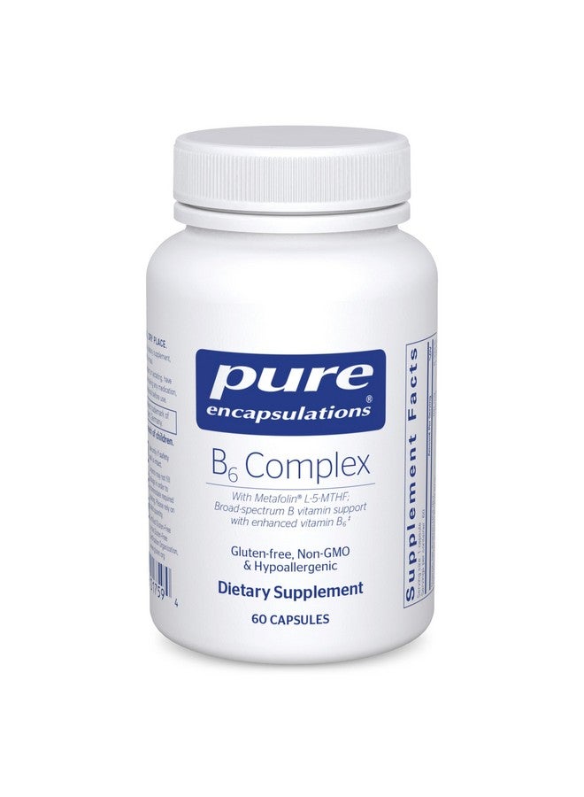 Pure Encapsulations B6 Complex - Supports Nervous System & Brain Health* - Includes B Vitamins - Contains Enriched Vitamin B6 - Non-GMO & Gluten Free - 60 Capsules - Image 1