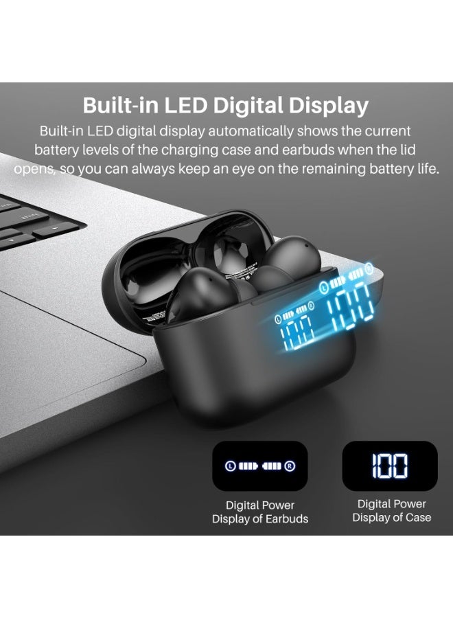 TOZO T20 Wireless Earbuds Bluetooth Headphones 48.5 Hrs Playtime with LED Digital Display, IPX8 Waterproof, Dual Mic Call Noise Cancelling 10mm Broad Range Speakers with Wireless Charging Case Black - Image 4
