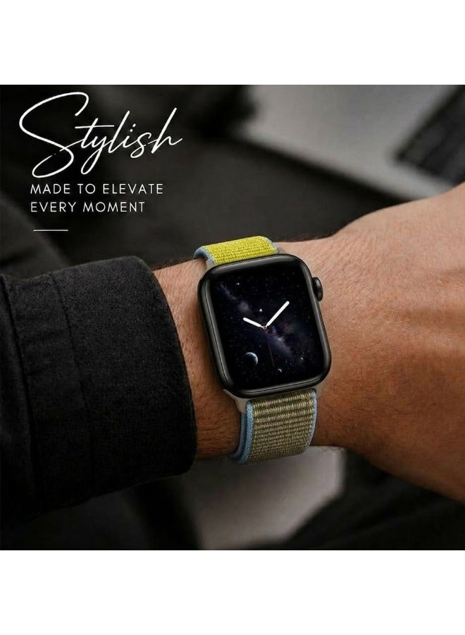 CATANES Breathable Nylon Sport Loop Band Compatible with Apple Watch 44mm 45mm 46mm 49mm for Women Men, iWatch Wrist Straps for Ultra 3 2, Se, Series 11 10 9 8 7 - khaki green - Image 5