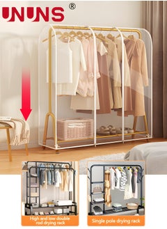 UNUNS Hanging Garment Bags,Extra Large Clear Garment Rack Cover,Dustproof Waterproof Storage Bag For Wardrobe With Full Zipper,120x50x150cm  - Image 3