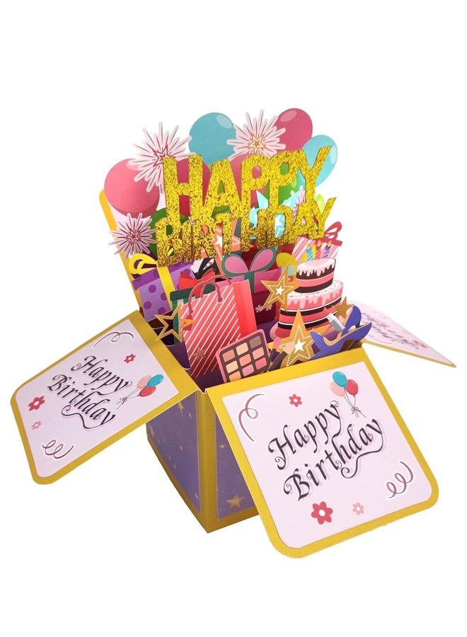 Funny Happy Birthday Pop Up Card, Sweet 3D Birthday Gift Box for Adults and Kids with Envelopes, Unique Handmade Foldable Celebration Cards - Image 1