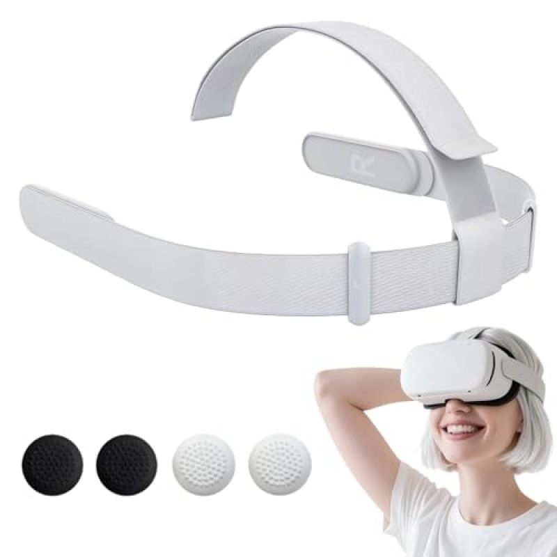 Adjustable Vr Head Strap, White Breathable Pressure-relief Design - Customized Secure Fit Replacement Head Strap For Extended Vr Gaming, Movie Sessions And Meta Quest 2 Users - Image 1
